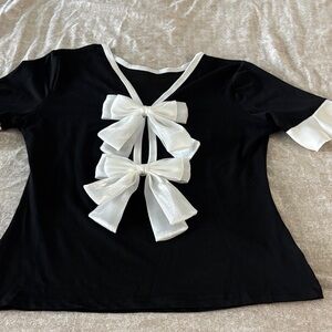 Elegant Black and White Bow Top